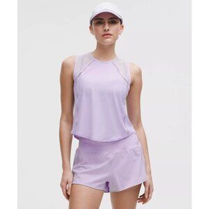 Sculpt Cropped Tank Top (Lace Trim) - Lavender Frost